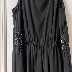 Simply Be Black Sleeveless Maxi Dress with Sequin Accents